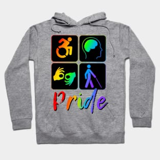 Disability Pride rainbow border Hoodie